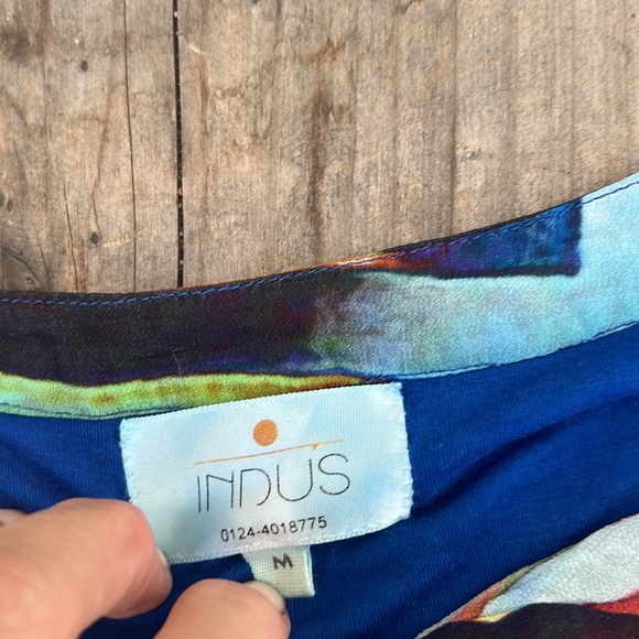 Indus colorful bright slightly sheer long sleeve Art Deco shirt tunic size M - Picture 8 of 10